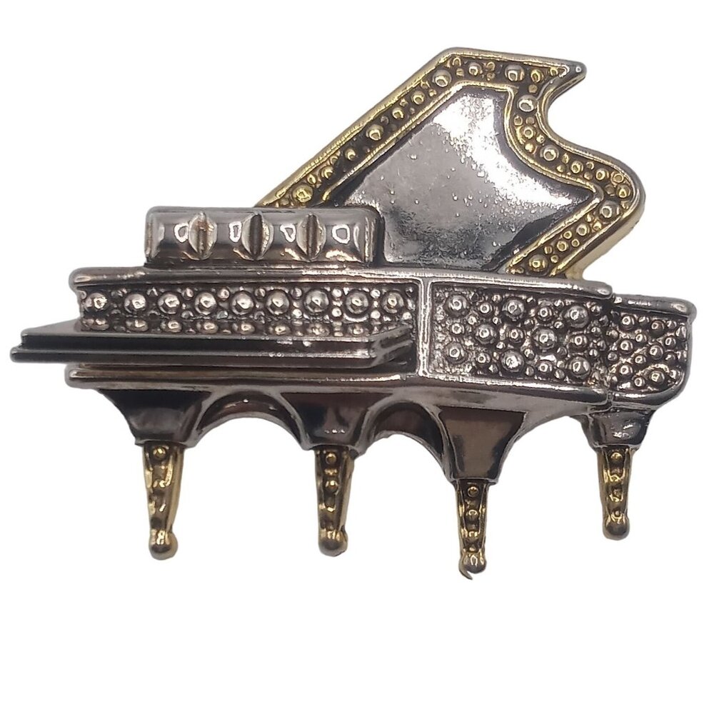 Best Grand Piano Brooch Pin Pendant Charm Gold Silver Tone Metal Vintage Brooch